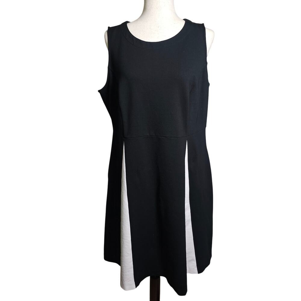 J Jill Siriano Collab Black & White Fit Flare Tank Dress Viscose Rayon Spdx  L